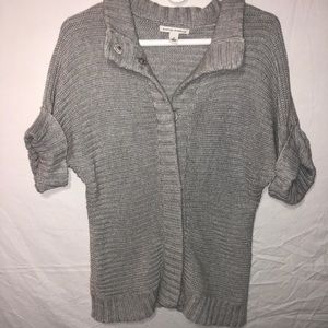 Banana Republic Grey Short Sleeve Snap Up Sweater